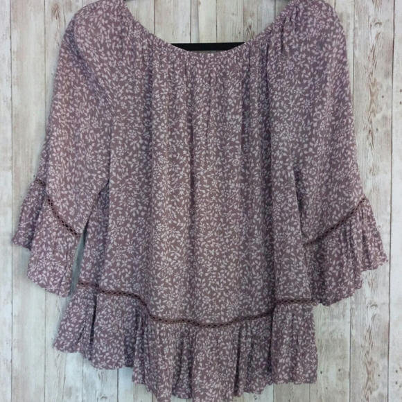 Democracy Flowy Floral Boho Peasant Top - Picture 4 of 8